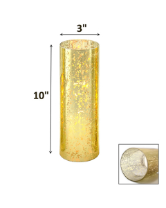 mercury gold-flecked Glass Hurricane Candle Lamp Shade Chimney Tube 10" x 3"