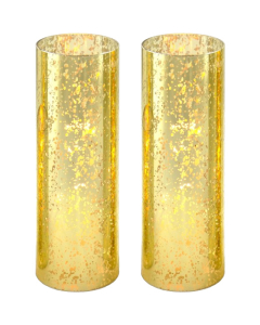 mercury gold-flecked Glass Hurricane Candle Lamp Shade Chimney Tube 10" x 3"