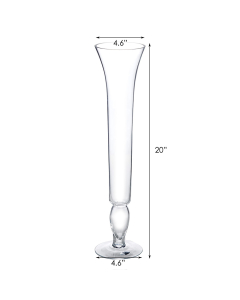 Glass Trumpet Centerpiece Vase 20" x 4.5" Clear 