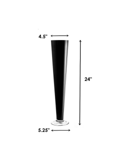 Glass Trumpet Vase Floral Centerpieces H-24" x D-4.5" Black