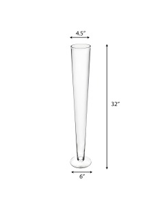 Trumpet Vase Floral Centerpieces H-32" x D-4.5" Clear