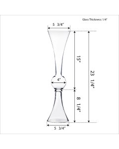 Reversible Glass Clarinet Trumpet Event Wedding Centerpiece Vase 24" x 6" Clear