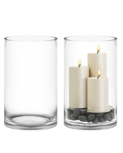 Glass Cylinder Vase H-16" x D-10" Clear (Wholesale Pack of 2)