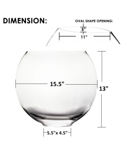 glass moonshape oval vase