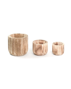 Burnt Finish Cylinder Wood Planter