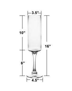 Glass Long Stem Contemporary Pillar Candle Holder H-16" x D-3.5" Clear (Wholesale Pack of 6)