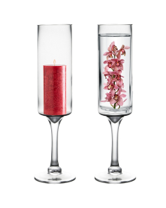 Glass Long Stem Contemporary Pillar Candle Holder H-16" x D-3.5" Clear (Wholesale Pack of 6)