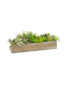 Natural Wood Rectangle Planter Box With Plastic Liner, 5" x 22" x 4"