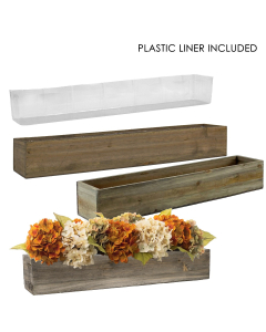Wood Rectangle Planter Box With Plastic Liner, 22", 28", 34" (Wholesale 6 PCS/Case)