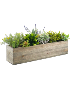 Natural Wood Rectangle Planter Box With Plastic Liner, 5" x 22" x 4"