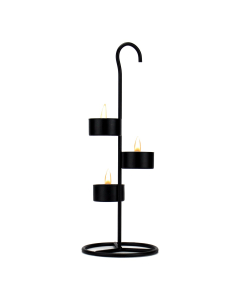 Metal Tea Light Candle Holder Stand H-11.75" D-4.25", Black