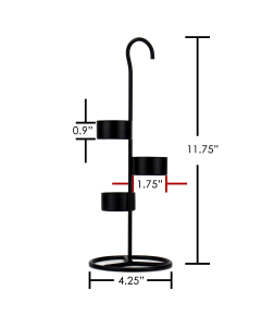 Metal Tea Light Candle Holder Stand H-11.75" D-4.25", Black