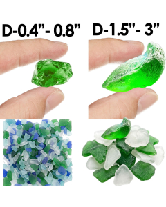 glass thick sea glass in frosted clear green blue and light blue