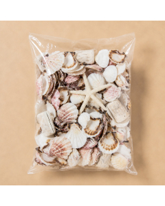 White Mixed Sea Shells with Bleached Finger Starfish (19.8 lbs/Case)