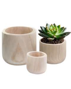 wood cylinder planter vases