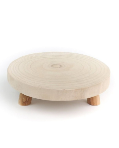 wood slice stand with pedestal