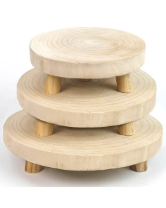 wood serve tray with pedestal