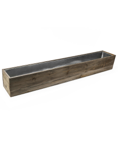 Rectangle Wood Planter Box with Zinc Liner Vase 28" x 4" x 4"