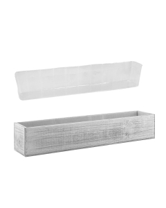 Natural Wood Rectangle White Wash Planter Box With Plastic Liner, 4" x 22" x 5" 