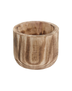 Burnt Finished Cylinder Wood Planter D-8", H-6.5'', Pack of 6 pcs
