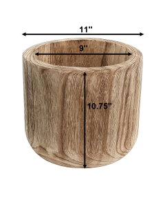 11 inches burnt wooden planter cylinder vases