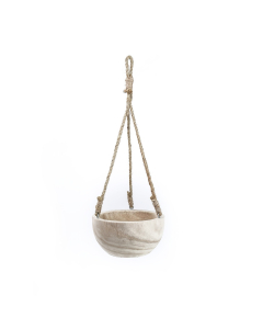 Rustic Hanging Wood Bowl, Natural Finish with Jute Rope, H-20.5", D-8" (Pack of 8)
