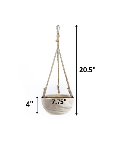 Rustic Hanging Wood Bowl, Natural Finish with Jute Rope, H-20.5", D-8" (Pack of 8)