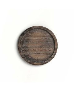 Round Brown Wood Tray for Candles & Decoration