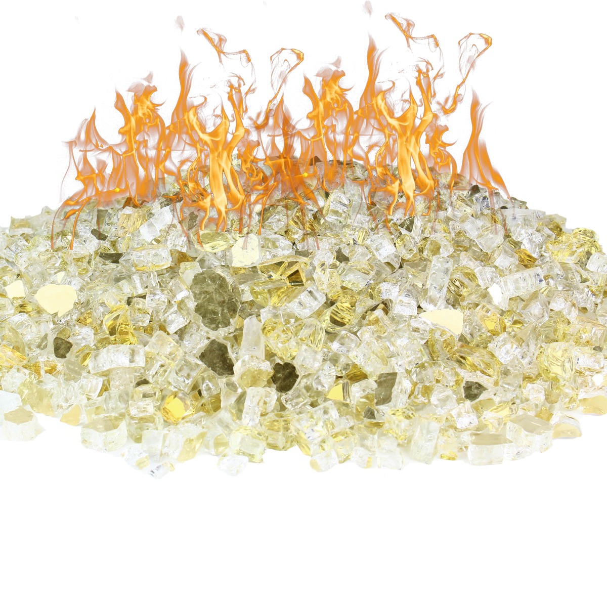 Amber 1/2 Tempered Fire Pit Glass Stones Decorative Fireplace