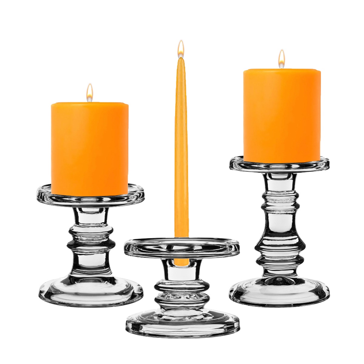 D-3 H-3.5 | 5.5 | 7.5 CYS EXCEL Glass Candle Holder Set of 3 Wedding Centerpieces Candlestick Holder Sets | Multiple Size Choices Pillar & Taper Candle Holders 