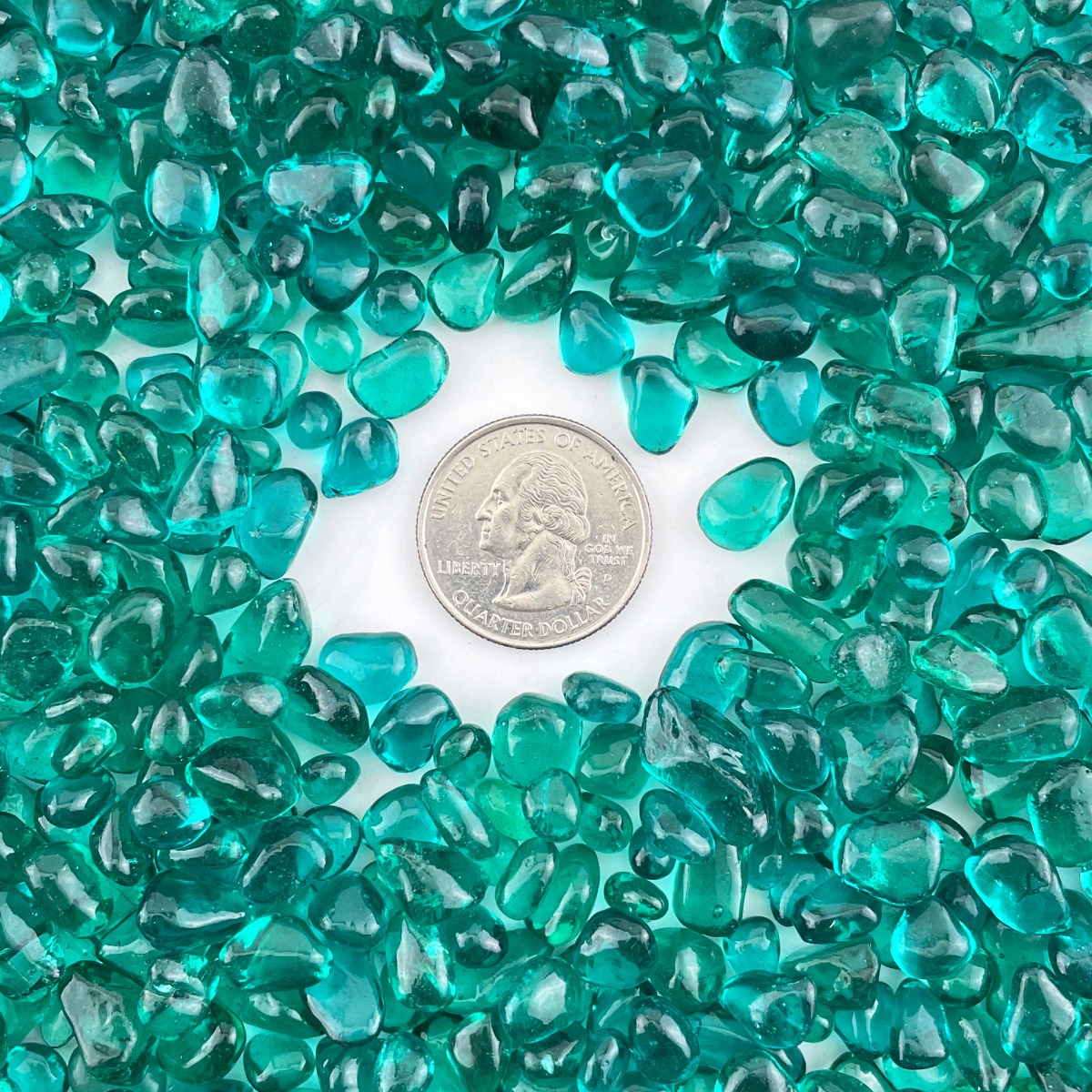 28 lbs Green Glass Round Flat Marble Beads Gemstone Vase Filler