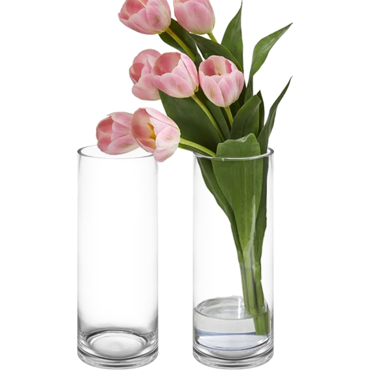 Alice oplukker igennem 14" x 5" Clear Glass Cylinder Flower Vase Candle Holder Centerpieces