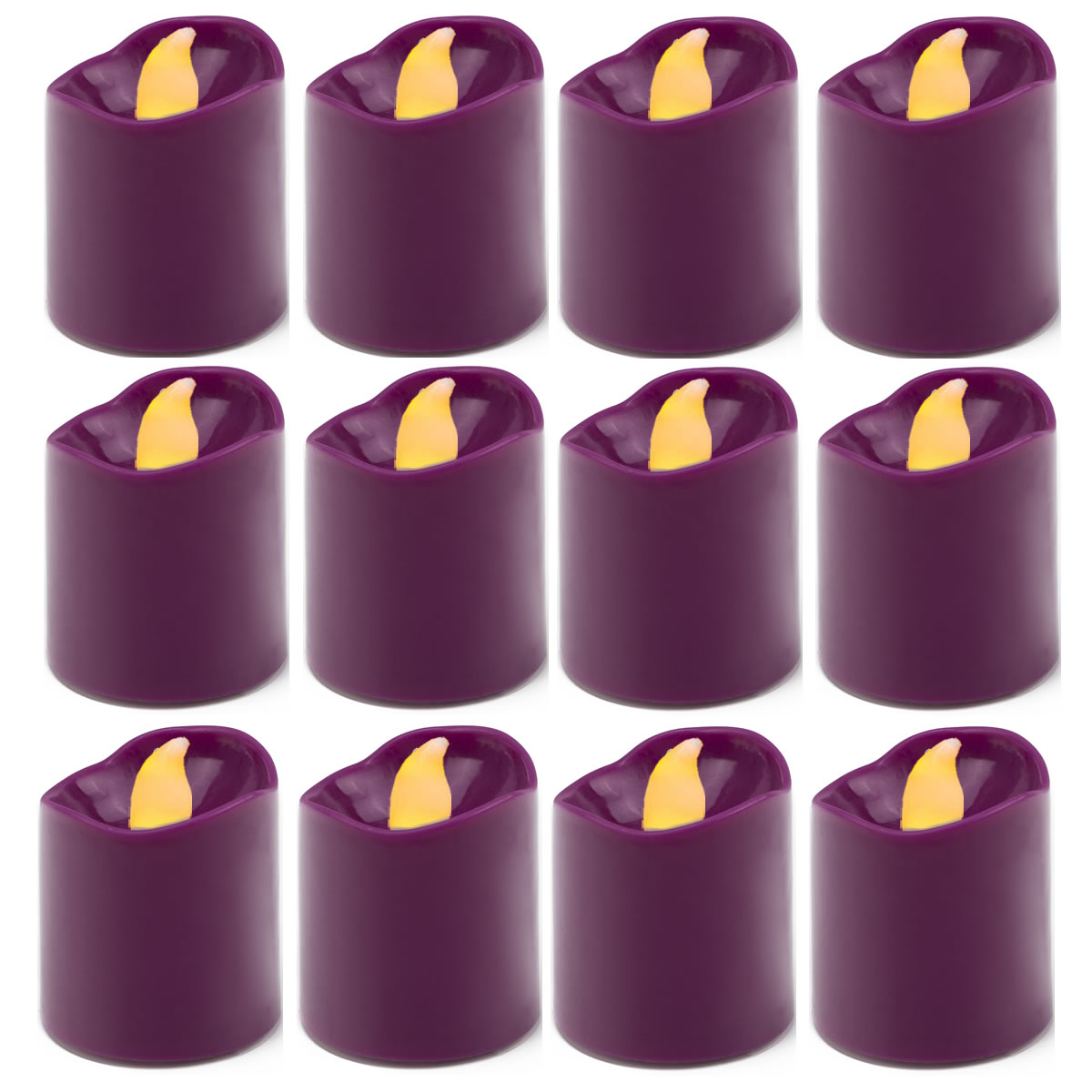 24 Fuchsia Flameless Battery Operated LED Flickering Amber Tea light Candles 